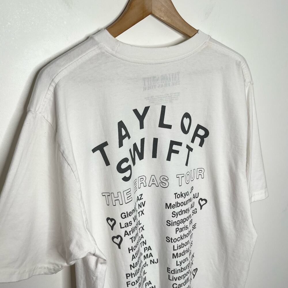 The Eras Tour Short Sleeve Oversized T Shirt Large White Swifty Double Sided - Picture 6 of 9